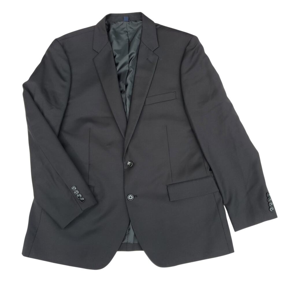J. Crew Thompson Black Worsted Wool Slim Suit Jacket Blazer Sport Coat 46R NWT